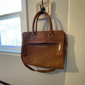 Steve Madden Brown Leather like business laptop computer bag briefcase